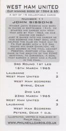 2007 Philip Neill West Ham United Cup Winning Sides of 1964 and 1965 #11 John Sissons Back