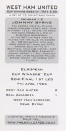2007 Philip Neill West Ham United Cup Winning Sides of 1964 and 1965 #12 Johnny Byrne Back