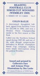 1988 Collectors Fare and Armour Print Reading Football Club Simod Cup Winners (Wembley 1988) #3 Colin Bailie Back