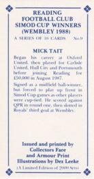 1988 Collectors Fare and Armour Print Reading Football Club Simod Cup Winners (Wembley 1988) #9 Mick Tait Back