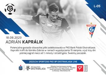 2023-24 SportZoo Live PKO Bank Polski Ekstraklasa #L-05 Adrian Kapralik Back