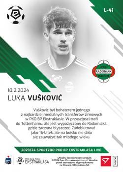 2023-24 SportZoo Live PKO Bank Polski Ekstraklasa #L-41 Luka Vuskovic Back