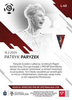 2023-24 SportZoo Live PKO Bank Polski Ekstraklasa #L-43 Patryk Paryzek Back