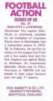 1976-77 Bassett & Co. Football Action #31 Man City vs Liverpool Back