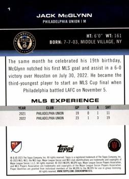 2023 Topps MLS - Icy Black Foil Numbered #1 Jack McGlynn Back