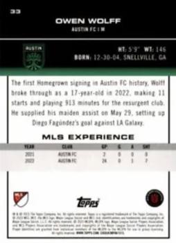 2023 Topps MLS - Icy Black Foil Numbered #33 Owen Wolff Back