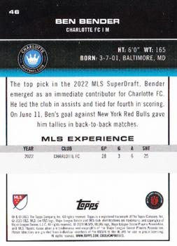 2023 Topps MLS - Icy Black Foil Numbered #46 Ben Bender Back