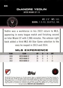 2023 Topps MLS - Icy Black Foil Numbered #85 DeAndre Yedlin Back