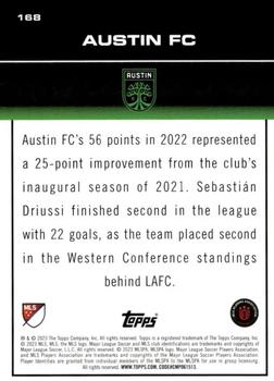 2023 Topps MLS - Icy Black Foil Numbered #168 Austin FC Back