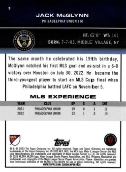 2023 Topps Chrome MLS #1 Jack McGlynn Back
