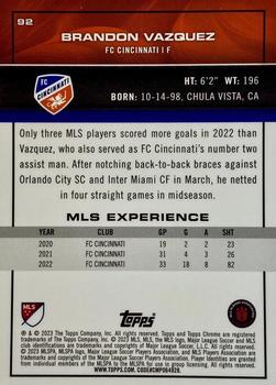 2023 Topps Chrome MLS #92 Brandon Vazquez Back