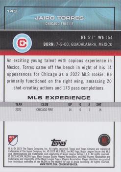 2023 Topps Chrome MLS #143 Jairo Torres Back
