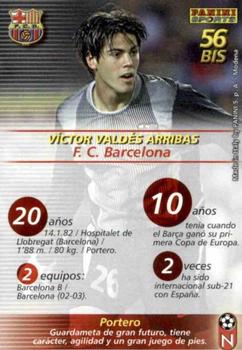 2002-03 Panini Liga Megafichas #56bis Victor Valdes Back