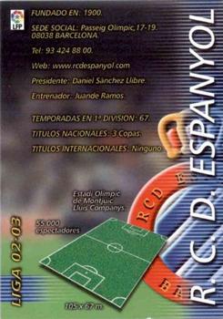 2002-03 Panini Liga Megafichas #127 R.C.D. Espanyol Front