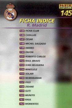 2002-03 Panini Liga Megafichas #145 R. Madrid Back