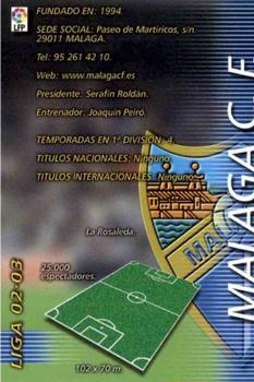 2002-03 Panini Liga Megafichas #163 Malaga C.F. Front