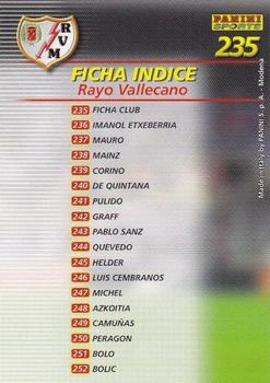 2002-03 Panini Liga Megafichas #235 Rayo Vallecano Back