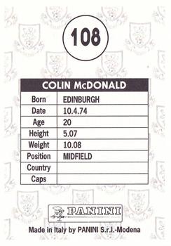 1995 Panini Scottish Premier League #108 Colin McDonald Back