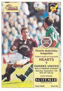 1995 Panini Scottish Premier League #125 Heart of Midlothian Programme Front