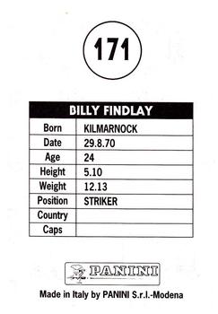 1995 Panini Scottish Premier League #171 Billy Findlay Back