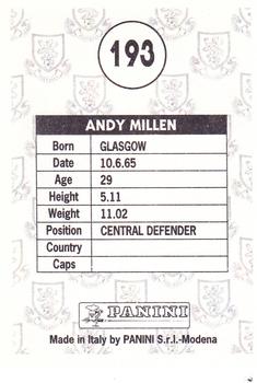 1995 Panini Scottish Premier League #193 Andy Millen Back