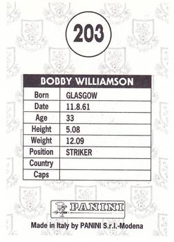 1995 Panini Scottish Premier League #203 Bobby Williamson Back