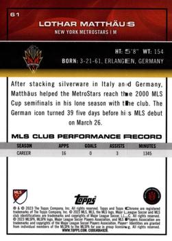 2023 Topps Chrome MLS - Blue Mini-Diamond Refractor #61 Lothar Matthäus Back