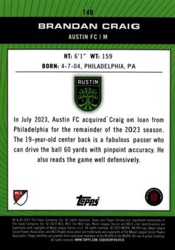 2023 Topps Chrome MLS - Gold Refractor #140 Brandan Craig Back