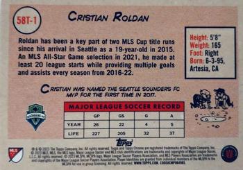 2023 Topps Chrome MLS - 1958 Topps Aqua Refractor #58T-1 Cristian Roldan Back