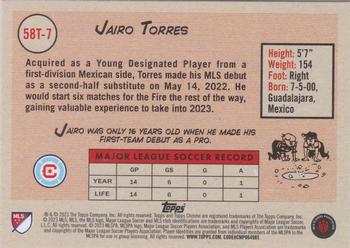 2023 Topps Chrome MLS - 1958 Topps Aqua Refractor #58T-7 Jairo Torres Back