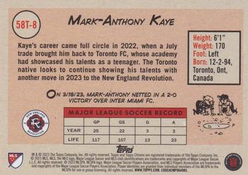 2023 Topps Chrome MLS - 1958 Topps Aqua Refractor #58T-8 Mark-Anthony Kaye Back