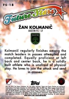 2023 Topps Chrome MLS - Future Stars #FS-18 Žan Kolmanič Back