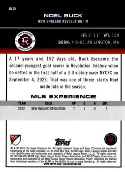 2023 Topps Chrome MLS - Autographs Red Refractor #62 Noel Buck Back