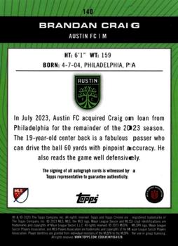 2023 Topps Chrome MLS - Autographs Red Refractor #140 Brandan Craig Back