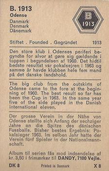 1970 Dandy Gum Football Clubs Colours Serie X #8 B. 1913 Odense Back