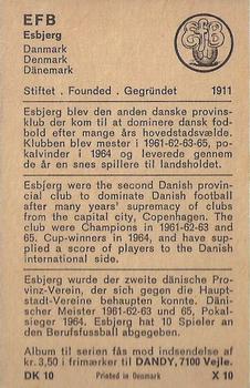 1970 Dandy Gum Football Clubs Colours Serie X #10 EFB Back