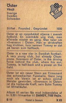 1970 Dandy Gum Football Clubs Colours Serie X #63 Öster Växjö Back