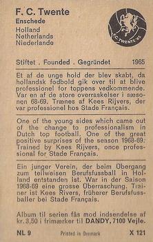 1970 Dandy Gum Football Clubs Colours Serie X #121 Twente Back