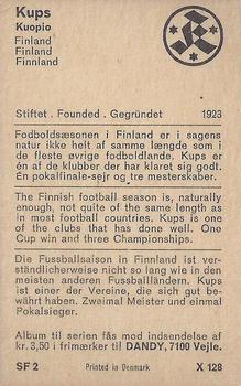 1970 Dandy Gum Football Clubs Colours Serie X #128 Kups Back