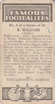 1936 Godfrey Phillips Famous Footballers #2 Ben Williams Back