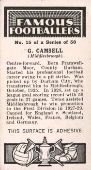 1936 Godfrey Phillips Famous Footballers #15 George Camsell Back