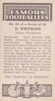 1936 Godfrey Phillips Famous Footballers #26 Ray Westwood Back