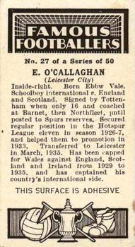 1936 Godfrey Phillips Famous Footballers #27 Taffy O'Callaghan Back