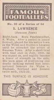 1936 Godfrey Phillips Famous Footballers #32 Syd Lawrence Back