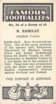 1936 Godfrey Phillips Famous Footballers #34 Robert Barclay Back