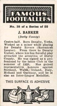 1936 Godfrey Phillips Famous Footballers #38 Jack Barker Back