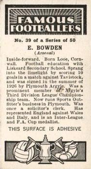 1936 Godfrey Phillips Famous Footballers #39 Ray Bowden Back