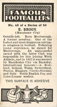 1936 Godfrey Phillips Famous Footballers #40 Eric Brook Back