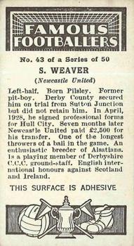 1936 Godfrey Phillips Famous Footballers #43 Sam Weaver Back