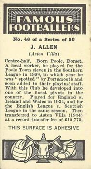1936 Godfrey Phillips Famous Footballers #46 Jimmy Allen Back
